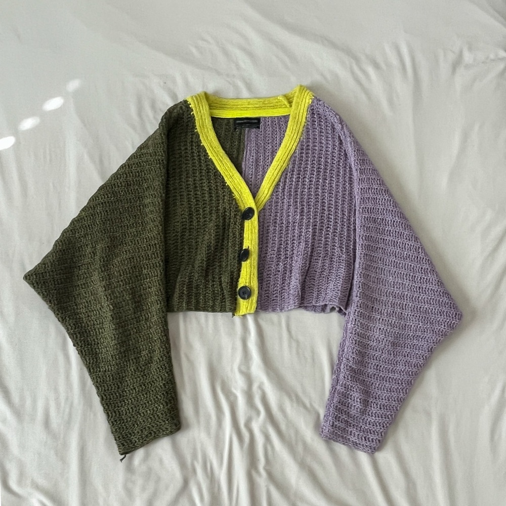 Urban Outfitters Cozy Cropped Colorblock Cardigan